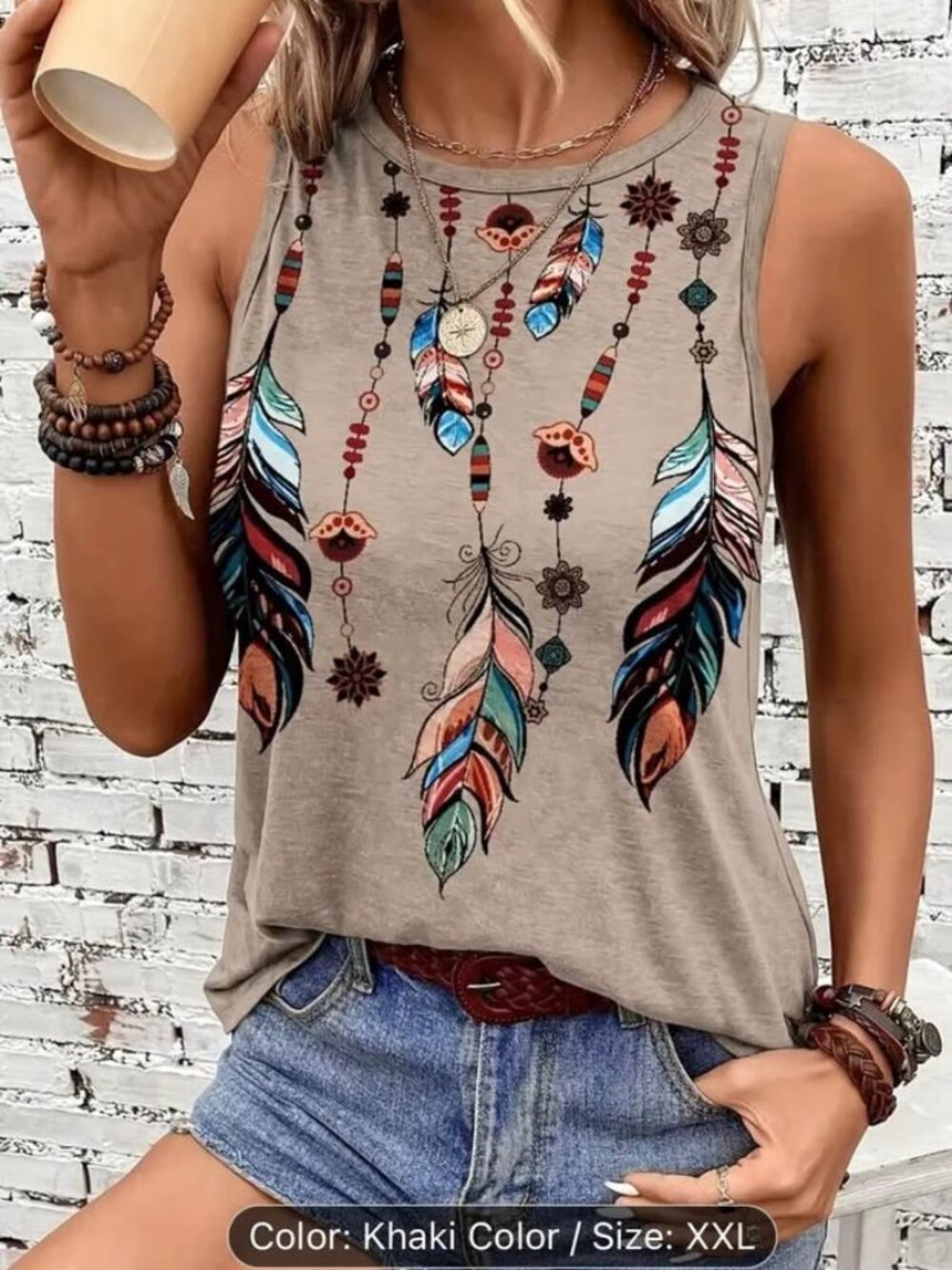 Ladies size XXL Feather print  tank top 10.00 Brand new